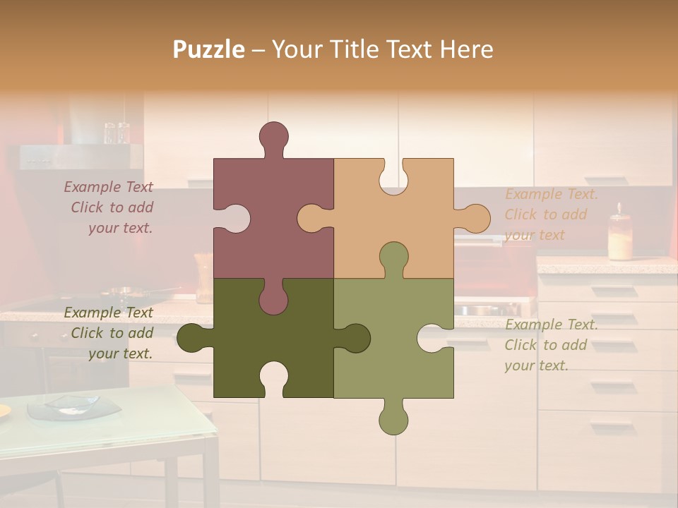 Small Modern Kitchen In Red Wall Apartment PowerPoint Template