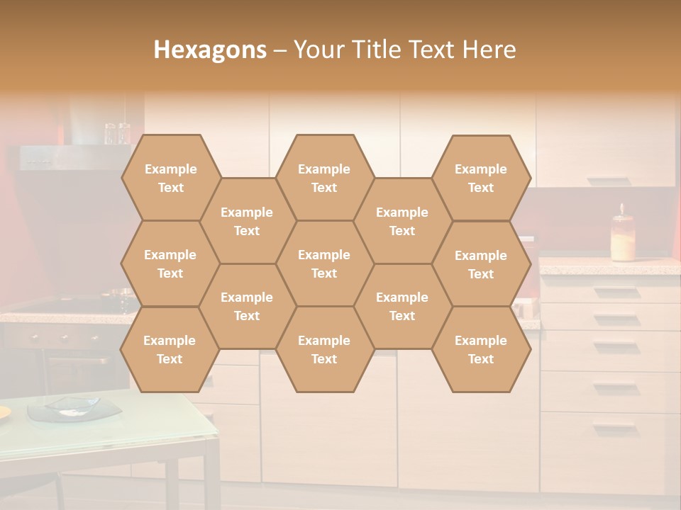 Small Modern Kitchen In Red Wall Apartment PowerPoint Template