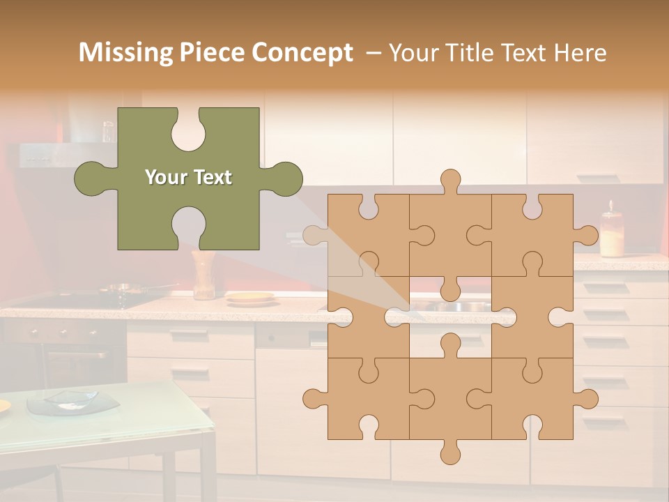 Small Modern Kitchen In Red Wall Apartment PowerPoint Template