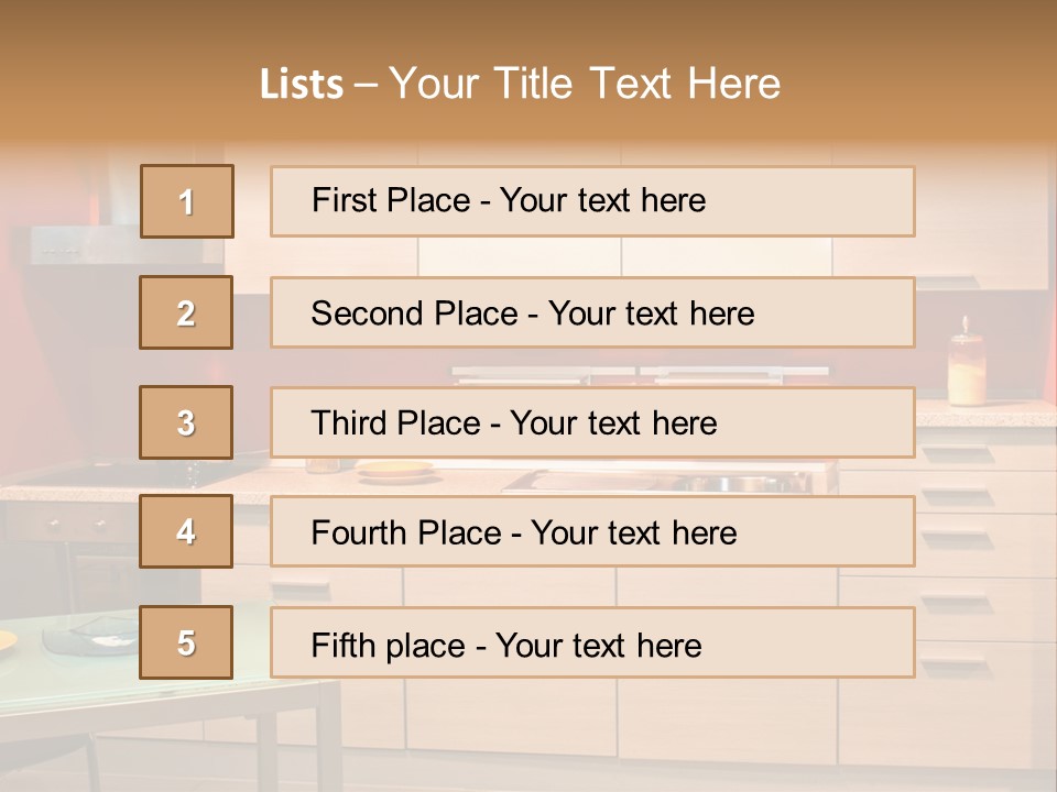 Small Modern Kitchen In Red Wall Apartment PowerPoint Template
