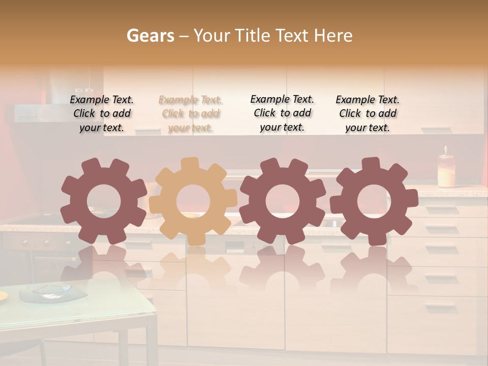 Small Modern Kitchen In Red Wall Apartment PowerPoint Template