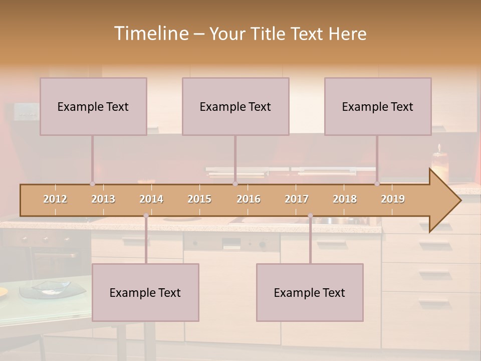 Small Modern Kitchen In Red Wall Apartment PowerPoint Template