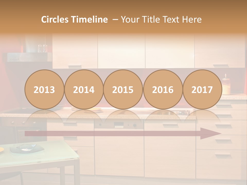 Small Modern Kitchen In Red Wall Apartment PowerPoint Template