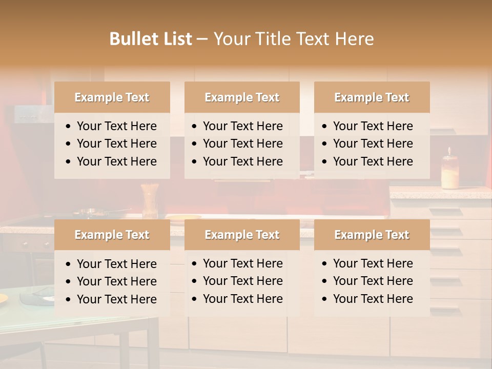 Small Modern Kitchen In Red Wall Apartment PowerPoint Template