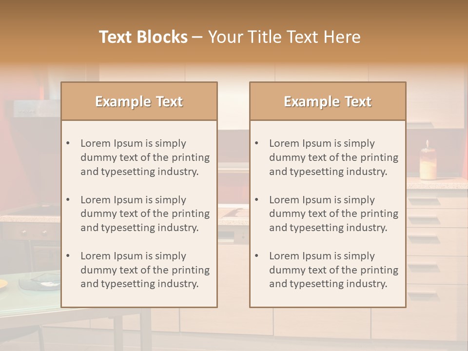 Small Modern Kitchen In Red Wall Apartment PowerPoint Template