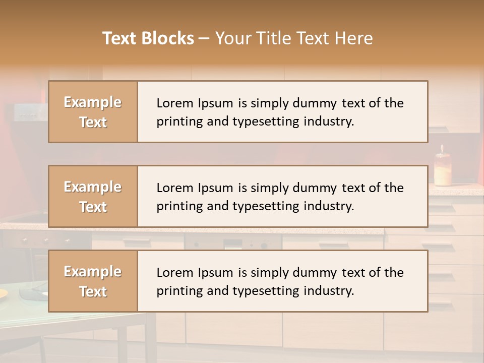 Small Modern Kitchen In Red Wall Apartment PowerPoint Template