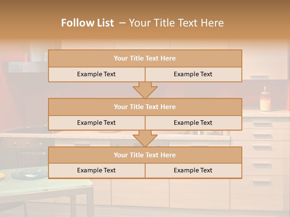 Small Modern Kitchen In Red Wall Apartment PowerPoint Template