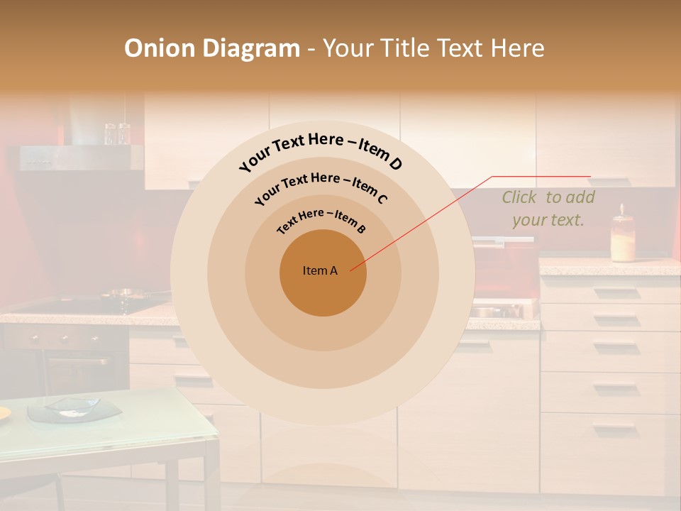 Small Modern Kitchen In Red Wall Apartment PowerPoint Template