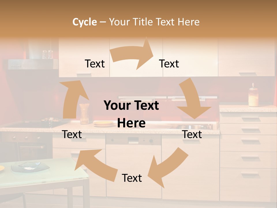 Small Modern Kitchen In Red Wall Apartment PowerPoint Template