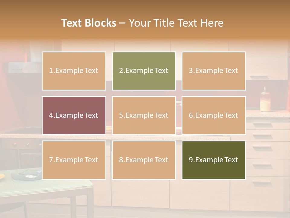 Small Modern Kitchen In Red Wall Apartment PowerPoint Template