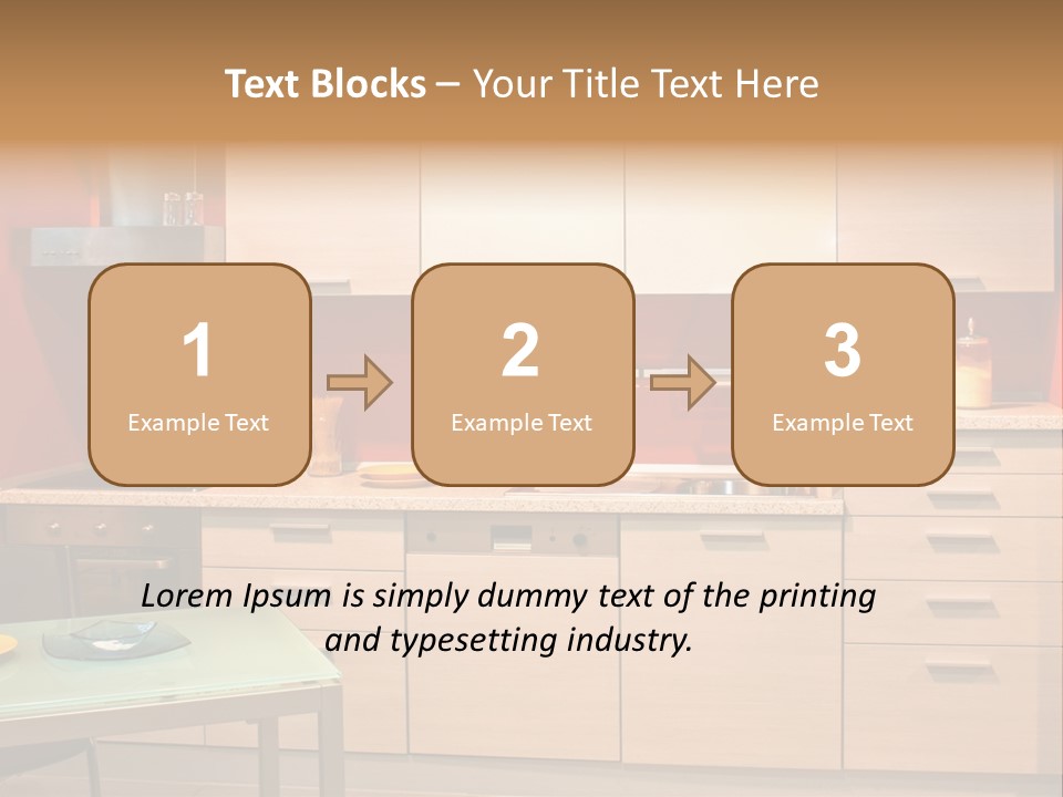 Small Modern Kitchen In Red Wall Apartment PowerPoint Template