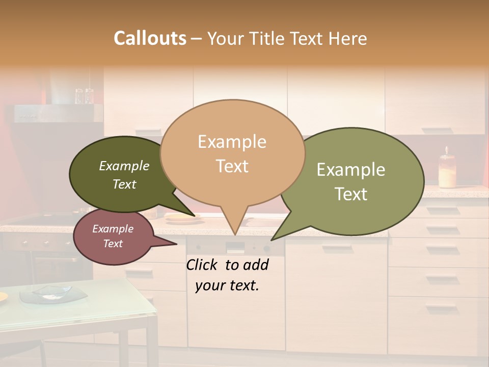 Small Modern Kitchen In Red Wall Apartment PowerPoint Template