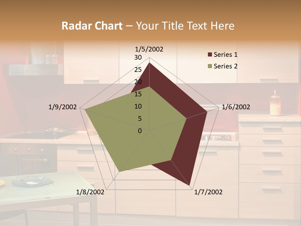 Small Modern Kitchen In Red Wall Apartment PowerPoint Template