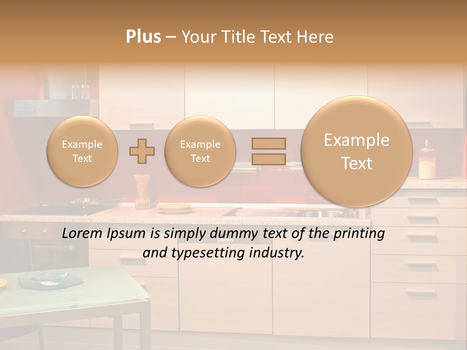 Small Modern Kitchen In Red Wall Apartment PowerPoint Template
