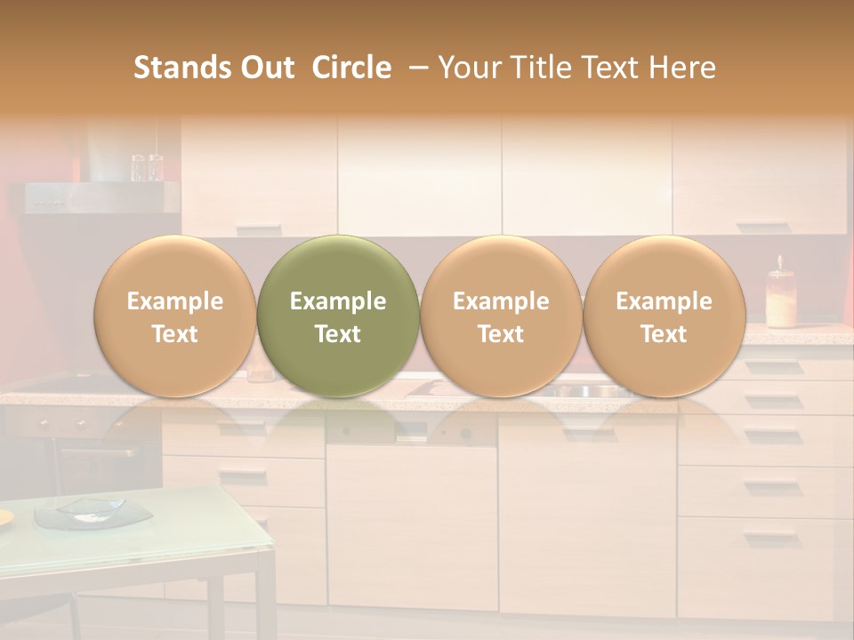 Small Modern Kitchen In Red Wall Apartment PowerPoint Template