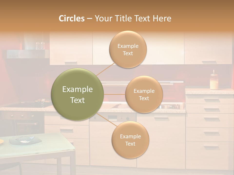 Small Modern Kitchen In Red Wall Apartment PowerPoint Template