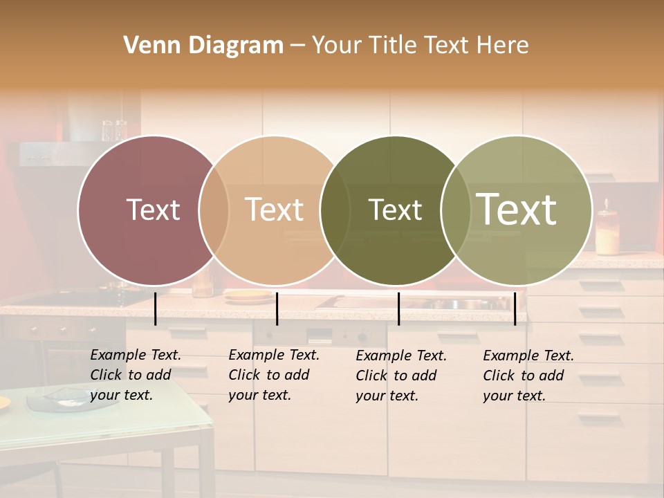 Small Modern Kitchen In Red Wall Apartment PowerPoint Template