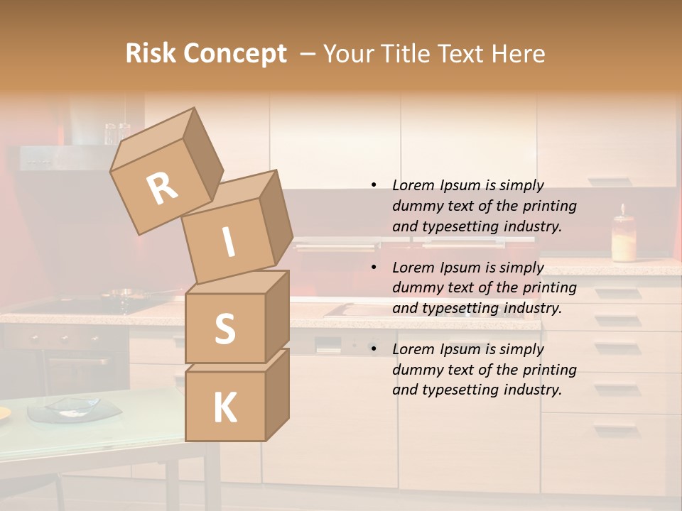 Small Modern Kitchen In Red Wall Apartment PowerPoint Template