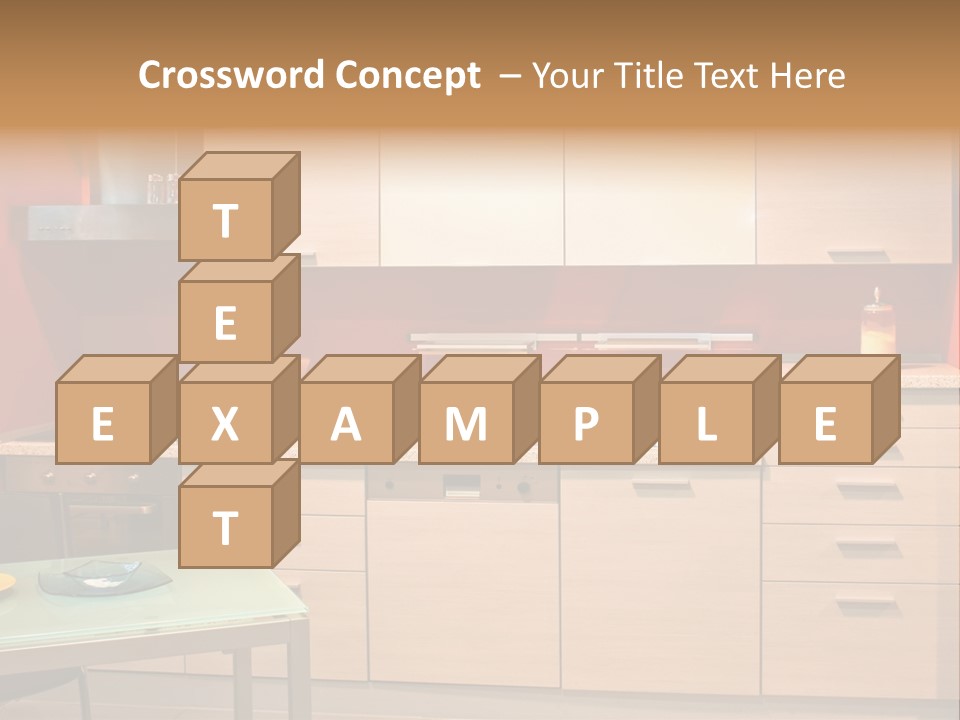 Small Modern Kitchen In Red Wall Apartment PowerPoint Template