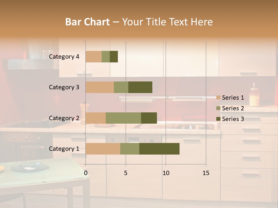 Small Modern Kitchen In Red Wall Apartment PowerPoint Template