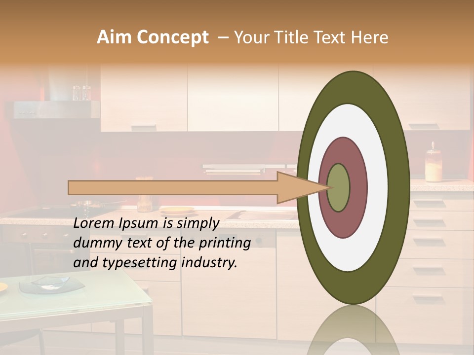 Small Modern Kitchen In Red Wall Apartment PowerPoint Template