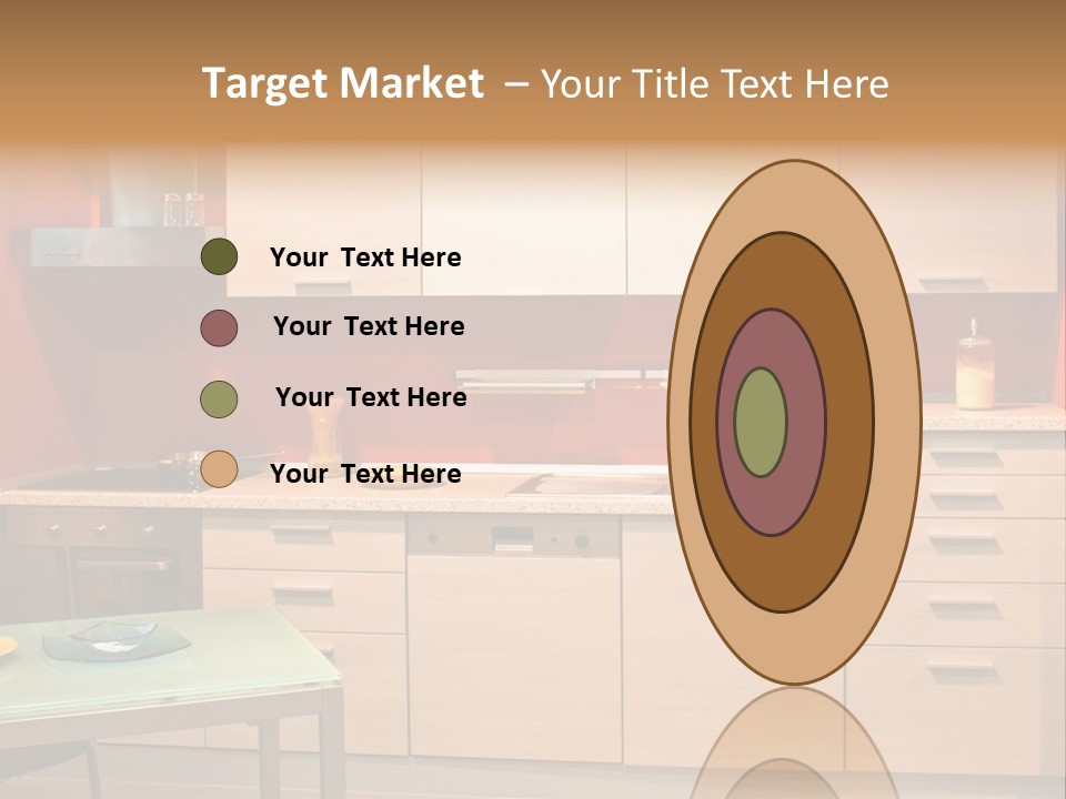 Small Modern Kitchen In Red Wall Apartment PowerPoint Template