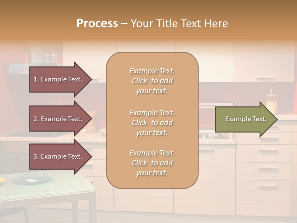 Small Modern Kitchen In Red Wall Apartment PowerPoint Template
