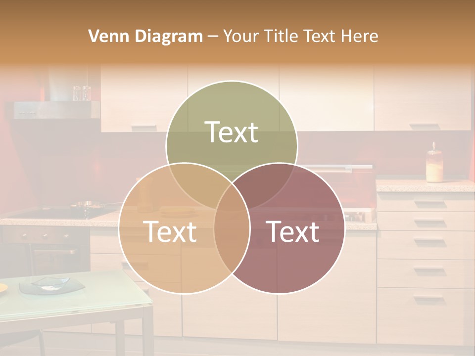 Small Modern Kitchen In Red Wall Apartment PowerPoint Template