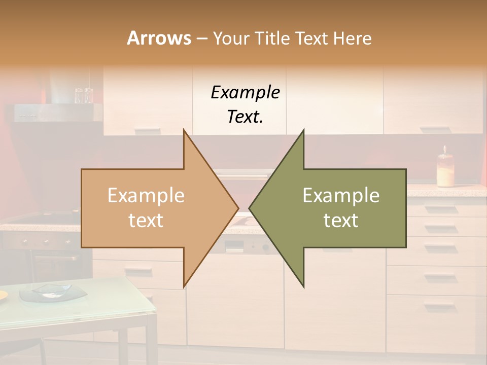 Small Modern Kitchen In Red Wall Apartment PowerPoint Template