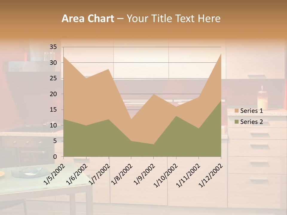 Small Modern Kitchen In Red Wall Apartment PowerPoint Template