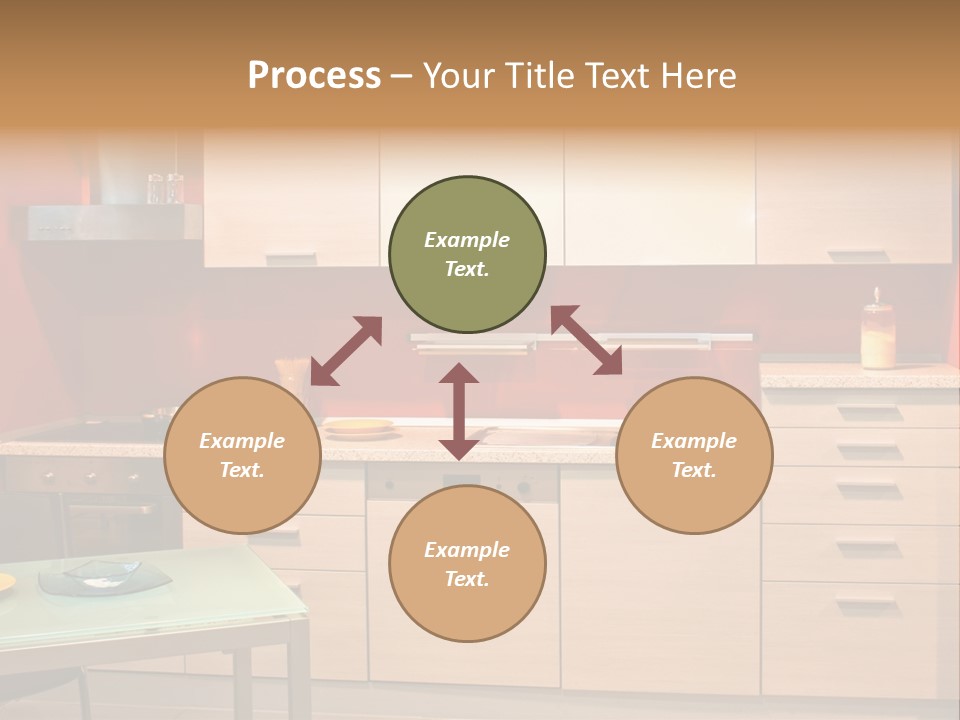 Small Modern Kitchen In Red Wall Apartment PowerPoint Template