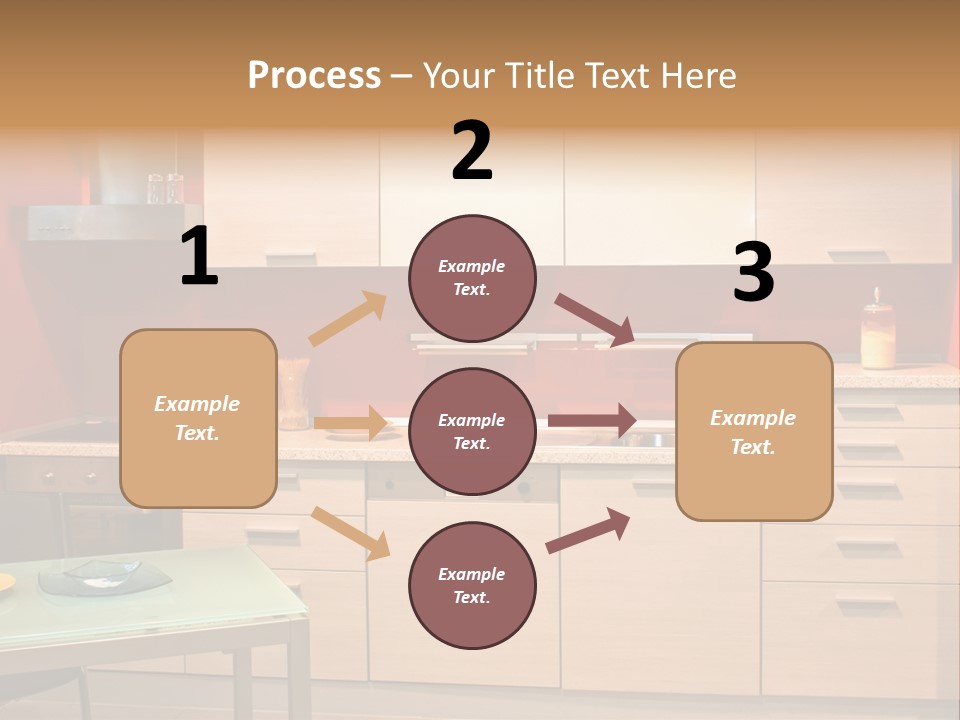 Small Modern Kitchen In Red Wall Apartment PowerPoint Template
