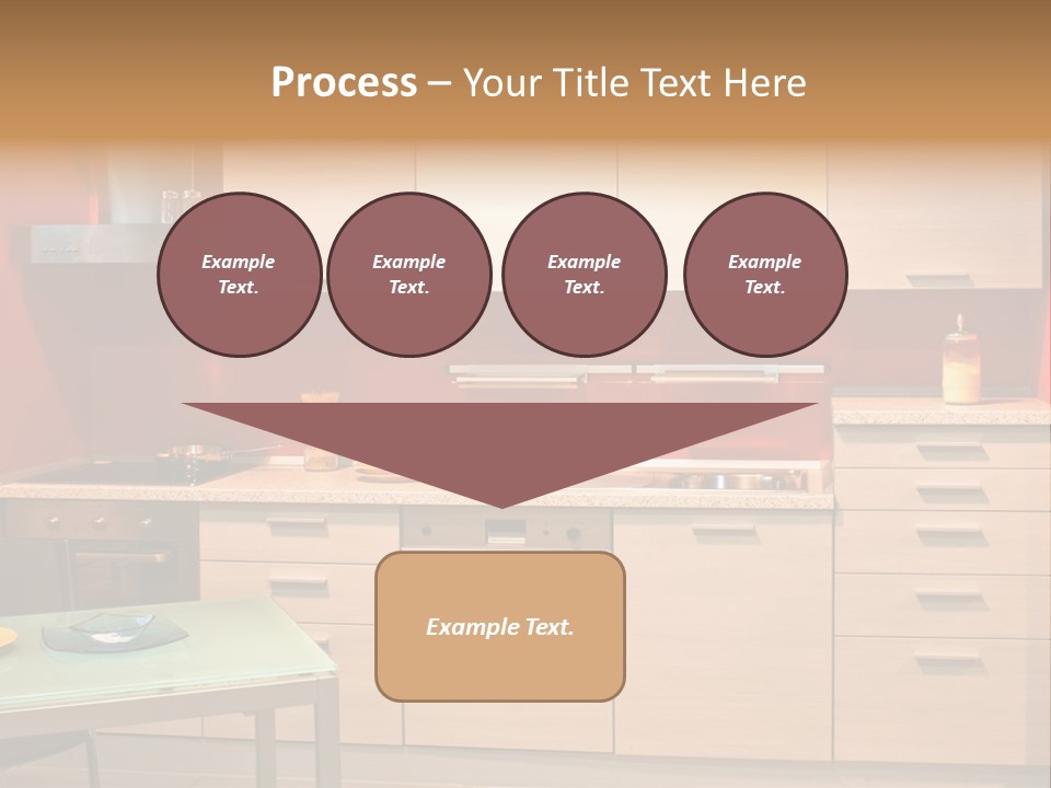 Small Modern Kitchen In Red Wall Apartment PowerPoint Template