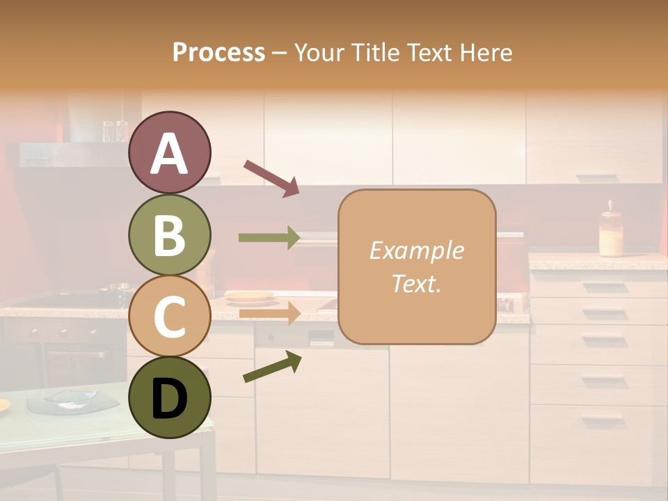 Small Modern Kitchen In Red Wall Apartment PowerPoint Template