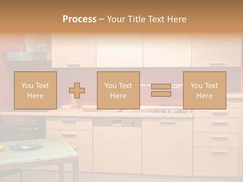 Small Modern Kitchen In Red Wall Apartment PowerPoint Template