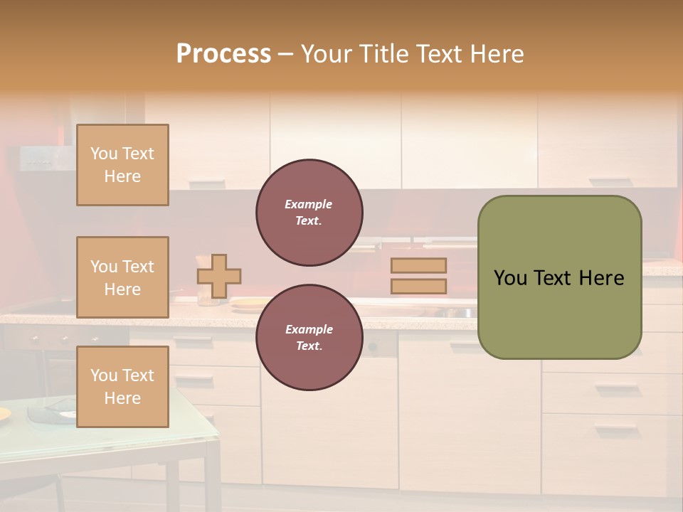 Small Modern Kitchen In Red Wall Apartment PowerPoint Template