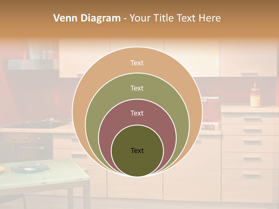 Small Modern Kitchen In Red Wall Apartment PowerPoint Template