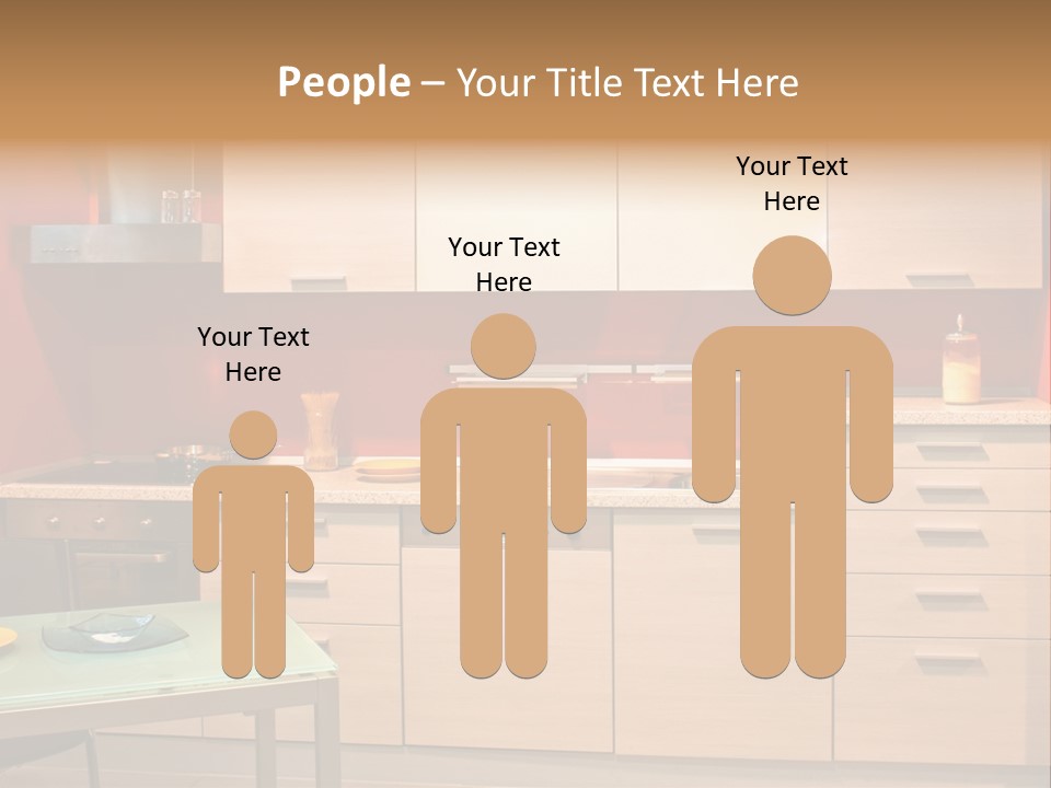 Small Modern Kitchen In Red Wall Apartment PowerPoint Template