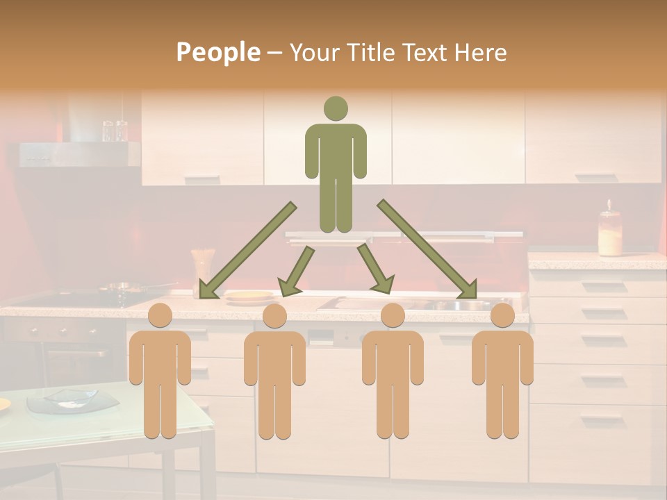 Small Modern Kitchen In Red Wall Apartment PowerPoint Template