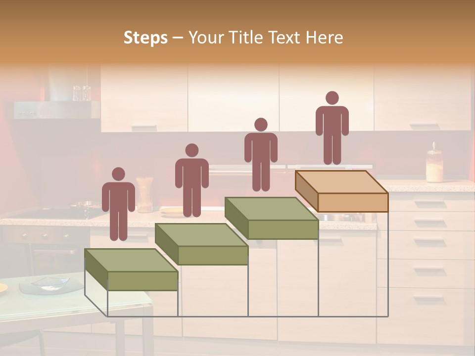 Small Modern Kitchen In Red Wall Apartment PowerPoint Template