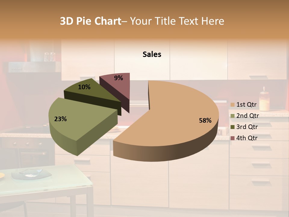 Small Modern Kitchen In Red Wall Apartment PowerPoint Template