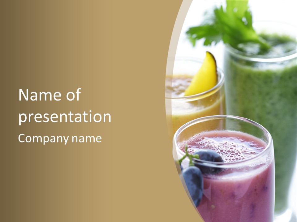 A Selection Of Fresh Fruit And Vegetable Smoothies PowerPoint Template
