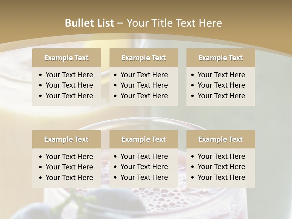 A Selection Of Fresh Fruit And Vegetable Smoothies PowerPoint Template