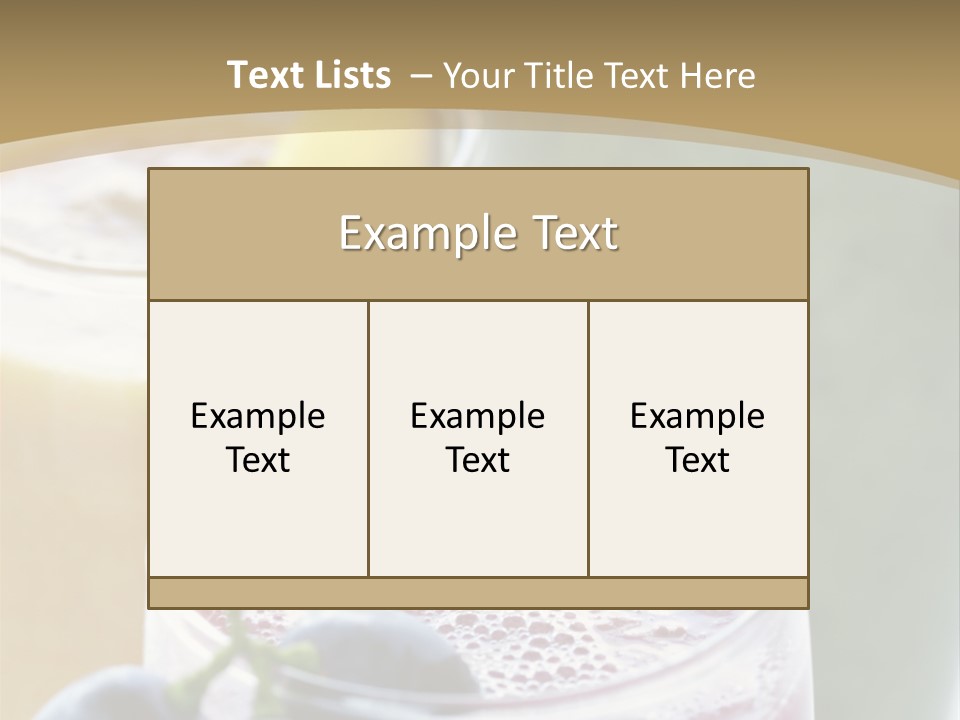 A Selection Of Fresh Fruit And Vegetable Smoothies PowerPoint Template
