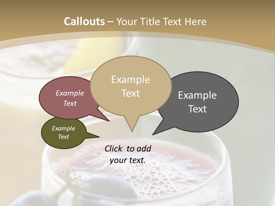 A Selection Of Fresh Fruit And Vegetable Smoothies PowerPoint Template