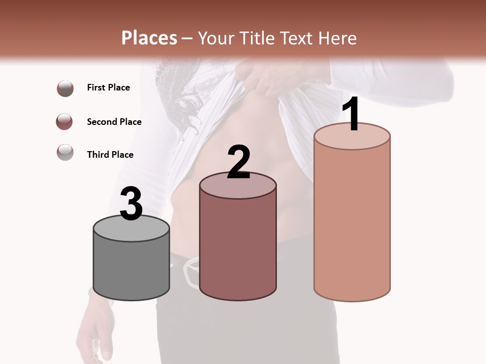 Muscular Young Man Standing In Black Jeans And Removing A White Long Sleeve T-Shirt PowerPoint Template