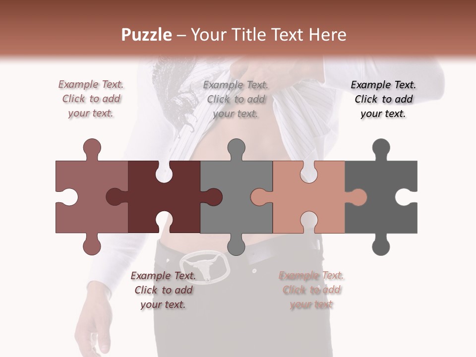 Muscular Young Man Standing In Black Jeans And Removing A White Long Sleeve T-Shirt PowerPoint Template