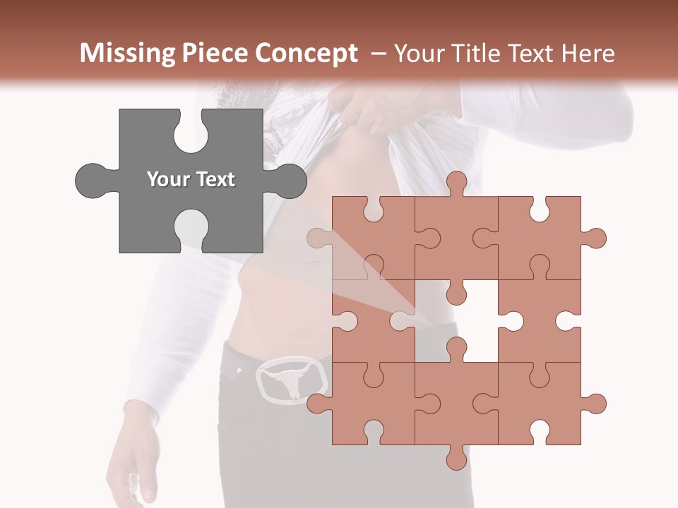 Muscular Young Man Standing In Black Jeans And Removing A White Long Sleeve T-Shirt PowerPoint Template