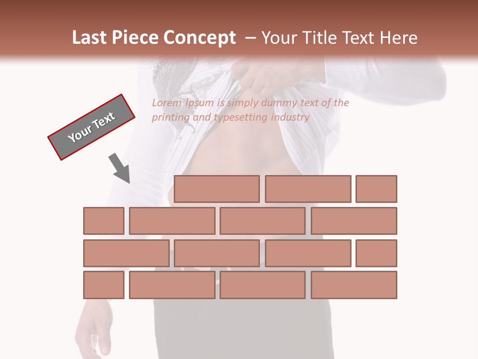 Muscular Young Man Standing In Black Jeans And Removing A White Long Sleeve T-Shirt PowerPoint Template