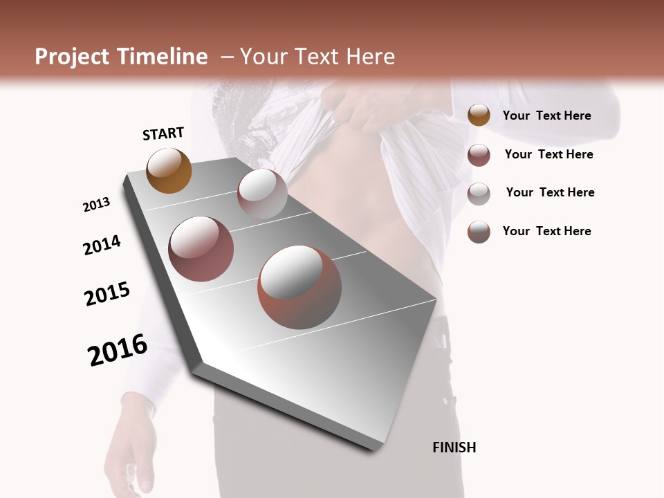 Muscular Young Man Standing In Black Jeans And Removing A White Long Sleeve T-Shirt PowerPoint Template